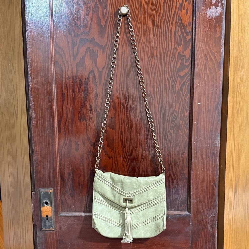 Anthropologie Olive Green Crossbody Bag with Chain Strap